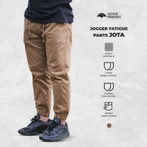 GOODFRIENDS Fatigue Pants JOTA Warna Gold Brown Celana Jogger Pria Panjang Material Cotton Twill Peach