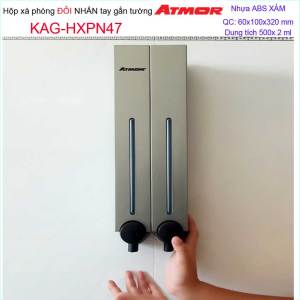 [HCM]Hộp nhấn xà phòng Atmor KAG-HXPN47-grey xám Hộp đựng xà bông 500ml x2 thiết kế sang trọng nhấn êm siêu bền