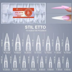 MASTERYX 150PCS Siêu ngắn Khuôn Móng Tay Space Nail Dual Forms Mịn Không Đường Nối Không dấu vết Khuôn nối móng acrylic Di động 15 kích cỡ Móng tay giả Salon tại nhà
