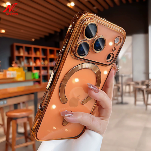 Luxury Plating Transparent Soft TPU for Magsafe Case for iPhone 17 Pro Max Air 13 14 15 16 12 11 Pro Max 16 Plus Silicone Cover