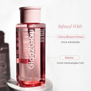 Glad2glGlow Cherry Blossom Betaine Micellar Water 300ML Makeup Remover Penghapus Makeup