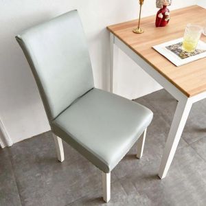 Pu Leather Fabric Solid Color Chair High Quality Big Elastic Waterproof Prevent Oil Stain Stretch Dining Chair Protector Cover