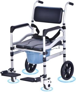 Adjustable Commode Chair Safety Anti-Slip Shower Chair Suitable Elderly Pregnant Disabled