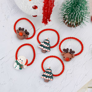 1/2pcs Giáng Sinh mới nai sừng tấm công chúa phim hoạt hình mũ nón đáng yêu trẻ em buộc tóc co giãn trẻ em dây thừng Phụ kiện cho các cô gái Phụ kiện tóc cho bé