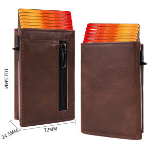 Carbon Fiber Mens Aluminum Anti-Theft RFID Credit Card Holder Wallet | Card Slot Portable | Automatically Pop Up