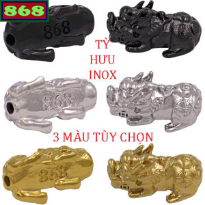 Vòng chuỗi 108 hạt 6 ly đá thạch anh tím cẩn tỳ hưu inox VTAITHBI108