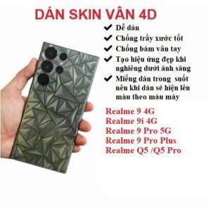 Miếng dán skin vân 4D mặt lưng trong suốt Realme 9 4G Realme 9i 4G Realme 9 Pro 5G Realme 9 Pro Plus Realme Q5 Q5 Pro