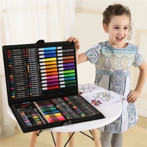 Eason Mall COD 168 Piece Kids Toy Art Watercolor Brush Box Painting Stationery Art Set