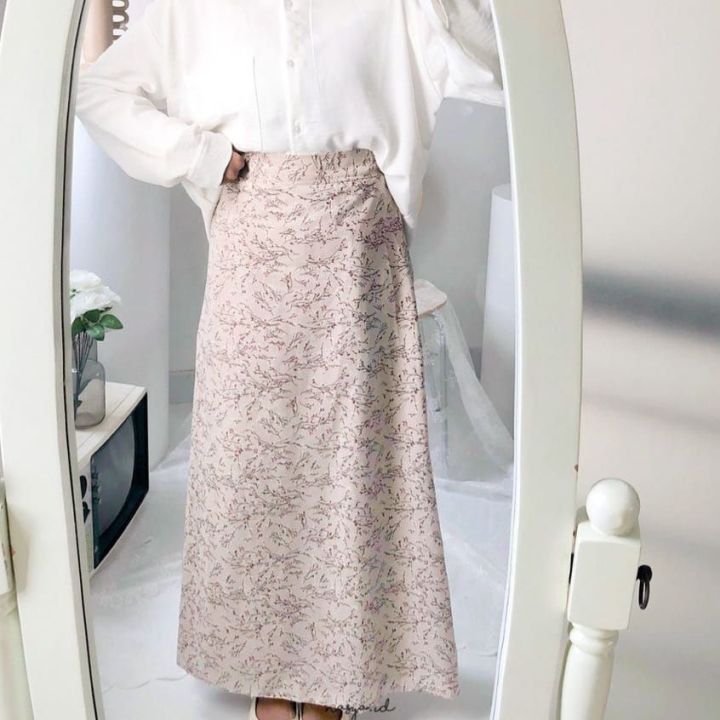 Rok Flower Hijab Ootd FLORAL SKIRT ROK MOTIF BUNGA/ ROK A LINE