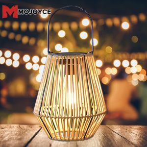 Mojoyce mây tre đèn IP65 mây không thấm nước đèn lồng năng lượng mặt trời mây cổ điển Đèn năng lượng mặt trời