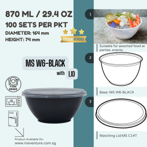 {MSV-WS} Plastic Bowls with Lids Microwavable (720ml-1080ml) for Takeaway Anti Leak Durable Reusable MS W6 MS W7 MS W8