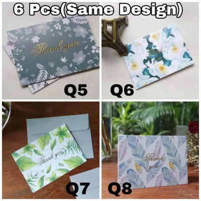 [SG SELLER] [FREE SHIPPING] 6 Pcs Mini Thank you Cards With Envelope Greeting Card Teachers Mothers Fathers Day