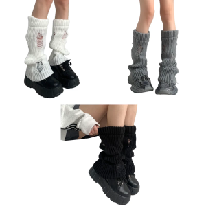 Womens Lolitas Knit Long Socks Holes Leg Warmers Harajuku Booties Socks Winter Warm Ankle Heap Socks