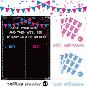 Baby Gender Reveal Voting Board / Boy Or Girl Reveal Poster / Self Adhesive Sticker Banner / Baby Shower Party Decorations / Peel Stick Decal Sign