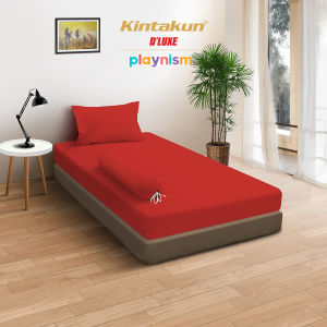 Kintakun Sprei Polos Fitted 90/100/120 Warna Molten Lava Dluxe Playnism Microtex Tinggi 20cm Merah