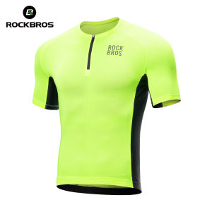 ROCKBROS Mens Cycling Short Sleeve Breathable Mesh  with Back 3- Pocket Cycling  Jacket High Elastic Soft Cycling Clothing Equipment
