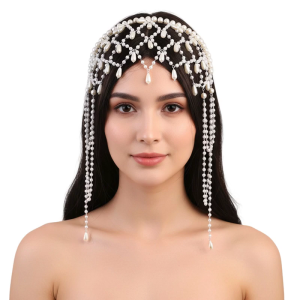 Glinting Pearls Hair Queen Hairband Hair Chain for Pageants Proms Bridal Wedding Bridal Wedding Headwear