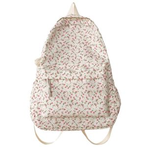 MKEB Embroidery Floral Backpack Korean Style Large Capacity Students School Bag Gift Travel Bag Floral Shoulder Bag Outdoor