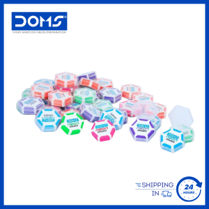 Doms Stationery Hexagon Neon Colored 60 Pieces Eraser