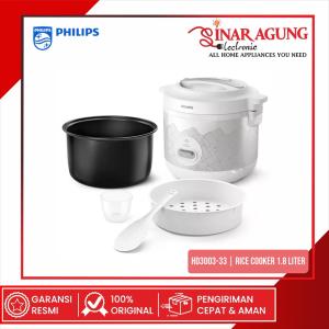 PHILIPS HD3003/33 / HD3003 /33 RICE COOKER 1.8 L PUTIH MOTIF + FREE PACKING SAEFTY - ORI