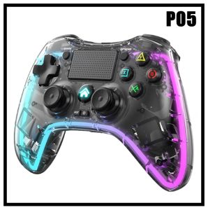 P05 Precise RGB Color Transparent Wireless Bluetooth Gamepad with Six-Axis Gyroscope Motor Vibration Function