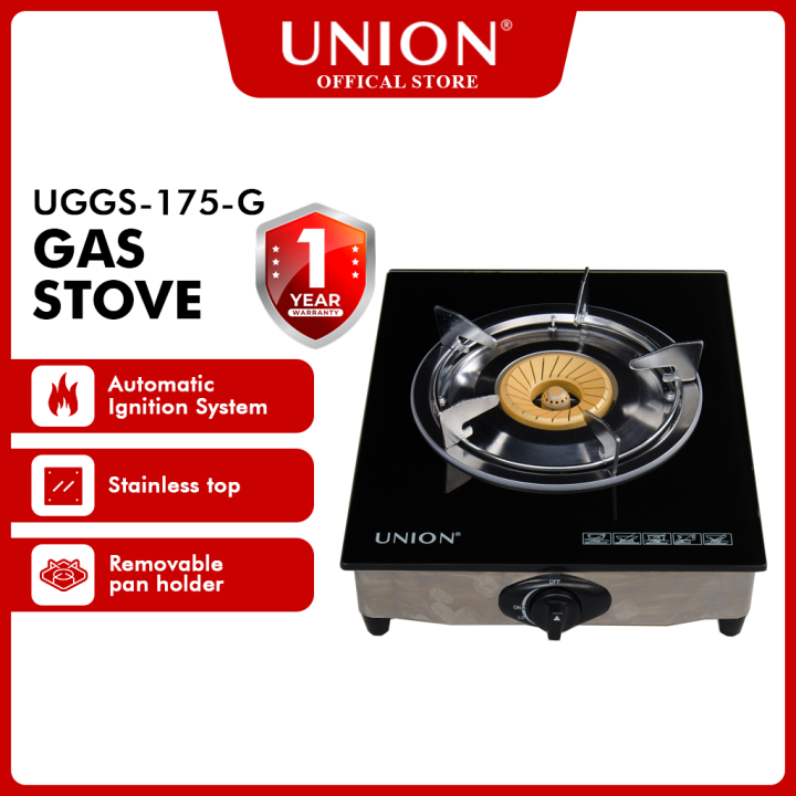 Union UGGS-175-G Glass Top Single Burner Gas Stove Elegant Glass
