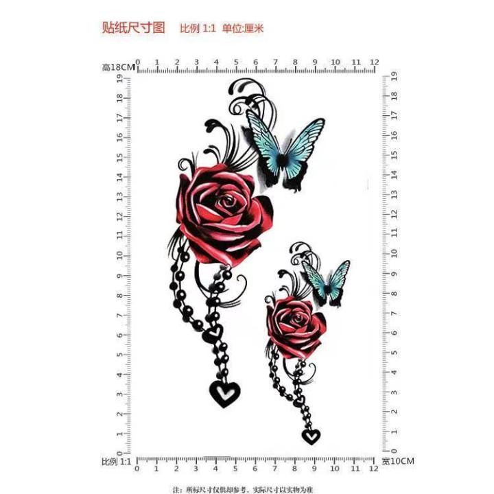 Temporary%20tattoo%20stickers%20waterproof%20durable%20female%20shoulder%20ankle%20red%20rose%2012*19cm%20-%20Image%202
