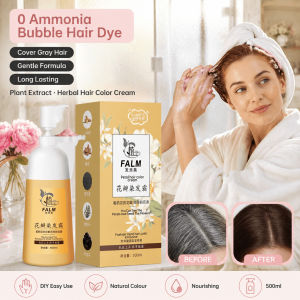 0 Ammonia Bubble Hair Dye Plant Extract Herbal Hair Color Cream Cover Gray Hair Natural Colour Gentle Formula Nourishing Long Lasting DIY Easy Use Petal Hair Color Lotion Pewarna Rambut Tutup Uban