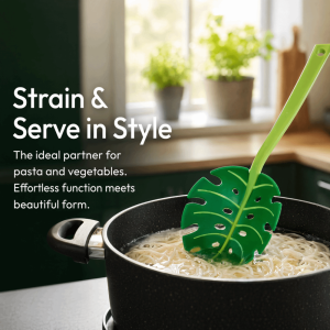 NEXTYOO Creative Soup Colander Spoon Plastic Heat Resistant Food Strainer Scoop Food Grade Multifunctional Monstera Leaf Strainer Kitchen Use