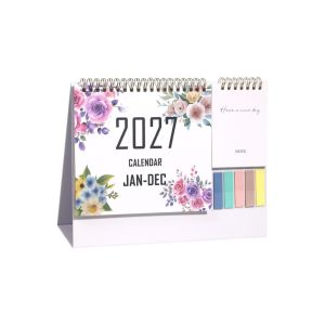 NBANLIKE Spiral Bound 2027 Desk Calendar Portable Thick Paper Standing Flip Calendar Simple Decorative Calendar Home Office