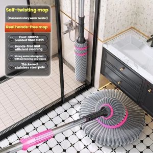 Fashion home-pet Spin Mop Microfiber Floor Mop Self Wringing Quick Dry Wash Free Tahan Lama Rumah Tangga