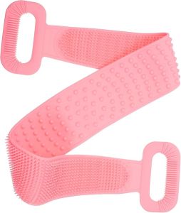1pc Silicone Bath Towel Bath Brush sponges Towels Exfoliating Belt Back-Pulling Shower Massage Brush Back Shower Rub