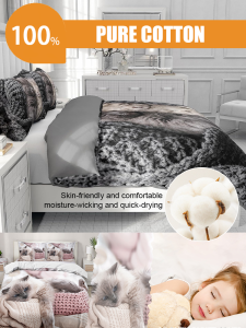 3D Realistic Pet Print Pure Cotton Four-Piece Bedding Set Cute Cartoon Melody Four-Piece Bedding Set Girls Heart Adorable Style Cotton Bedding