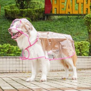 HESTING Waterproof Dog Raincoat Transparent Plastic Large Dog Rain Cape Pet Accessories Color Edge Pet Hooded Rainwear For Rainy Day