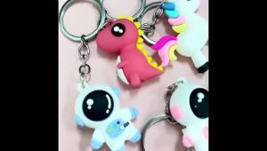 ABS Rainbow PVC Unicorn Astronaut Keychain for Kids Men Women Bag Phone Key Chain - Loket Gantung Kunci Kereta Hiasan Kartun