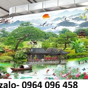 Tranh gạch 3d phong cảnh sông núi - L097