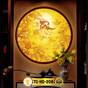Đèn Hào Quang In Tranh Trúc Chỉ Hoa Sen CHÂN THIỆN MỸ Trang Trí Bàn Thờ Gia Tiên Cùng Tượng Phật Quan Âm CTC-HQ-08