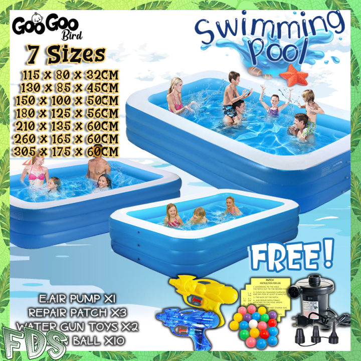 GooGoo Bird 7 Sizes Inflatable Swimming Pool Extra Large Rectangle Kids ...