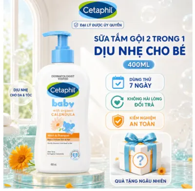Sữa tắm gội toàn thân Cetaphil Baby Gentle Wash & Shampoo 400ml cho bé từ sơ sinh