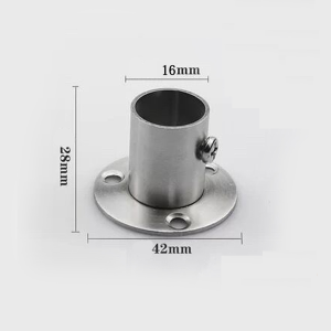 304 Stainless Flange Round Flange Round Tube Closet Wardrobe Pipe Rail Rod End Pipe Support Bracket Curtain Ends