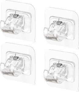Self-Adhesive Curtain Rod Holder Curtain Rod Holder Transparent Curtain Rod Hook Holder Holder Adjustable Mounting Rod Holder for Kitchen Bathroom