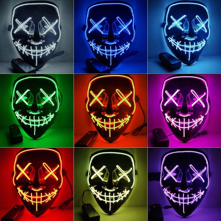 หน้ากาก V Vendetta ฮาโลวีนมีไฟ Led สีดํา หน้ากากผี | Lazada.co.th
