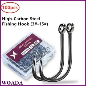 WOADA 1 Box High Carbon Steel Circle Fishing Hooks Freshwater Fishhook Hole Strong Carp Fish Tackle High Quality