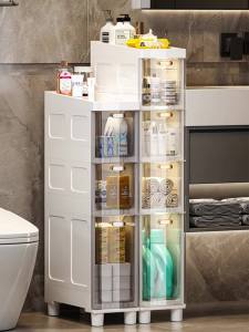 Toilet Floor Trolley Waterproof Bathroom Organizer Bathroom Cabinet Storage   Waterproof Moisture-Proof Multi-Layer Locker Narrow Gap Kitchen Rack Toilet Cabinet Shelf