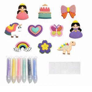 SHEBE668 งานทำมือ ชุดปากกาลูกลื่นน่ารัก ลาย5/10 สร้างสรรค์และสร้างสรรค์ ศิลปะและงานฝีมือจาก DLY ง่ายต่อการใช้ พลาสติกทำจากพลาสติก ชุดสติกเกอร์ศิลปะเพชร เจ้าหญิงสำหรับเด็ก