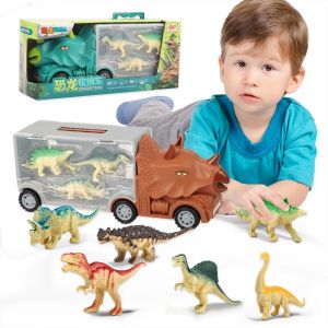 Dinosaur truck with 6 mini model dinosaur toys For Kids Anti-drop Toy Car Boys Gifts #008-30