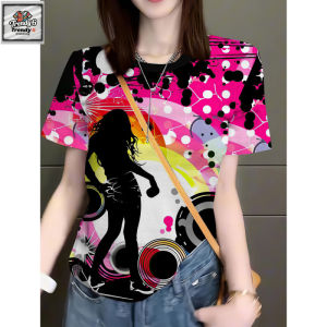 Womens Zumba Shirt 2025 Dance Uniform Breathable Dry T-Shirt Round Neck Casual Sublimation Womens Short Sleeve