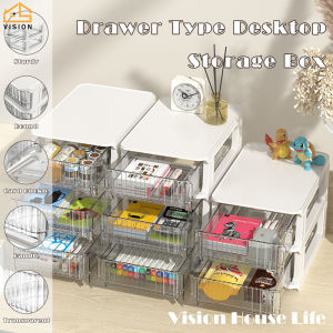 Vision Transparent Desktop Storage Box Drawer Type Cosmetics Makeup Organiser Office Stationery Sorting Box Desk Shelves Rack Cabinet