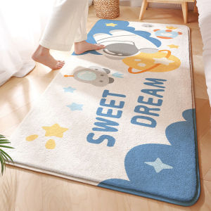 Cartoon Thickened Non-slip Bedroom Floor Mat Fleece Living Room Carpet Nordic Style Bedside Blanket Under Bed Doormat Home Childrens Room Gym Play Mat Crawling Mat