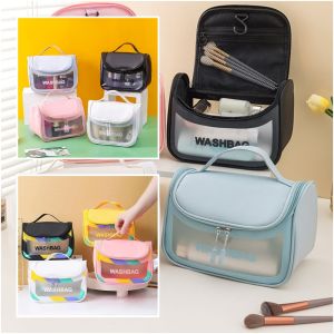 Túi đựng mỹ phẩm du lịch đồ bơi tập gym túi trống thể thao gấp gọn ngăn chứa lớn chất liệu nhựa PVC trong suốt